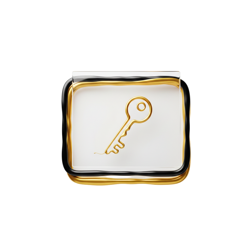 Elegantni prozirni slojevi s rubovima od zlatne tinte i diskretnim simbolom ključa, predstavlja diskretnu white-label podršku i outsourcing usluge za marketinške agencije u Hrvatskoj.